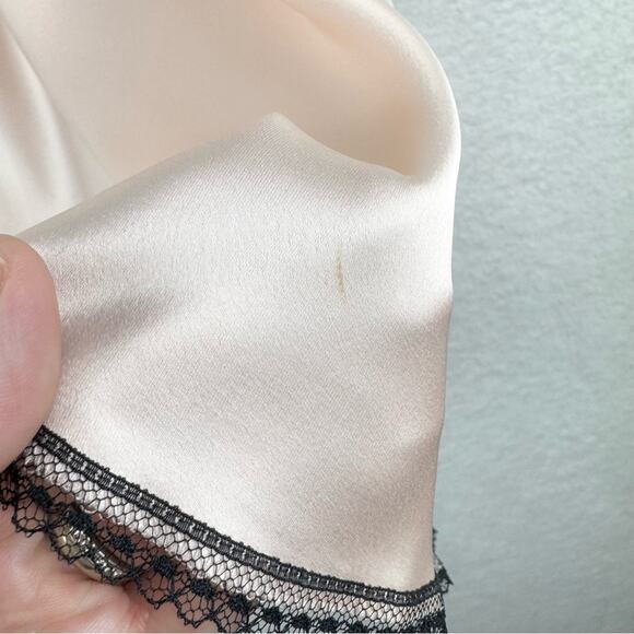 Victoria’s Secret Y2K Satin Lace Trim Chemise Slip Dress Baby Pink/Black Size M - Picture 10 of 15